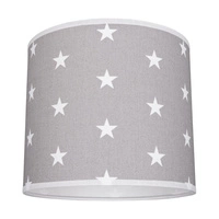 Lampshade Cylinder E27 H20 Gray-White Fabric with stars pattern A1324
