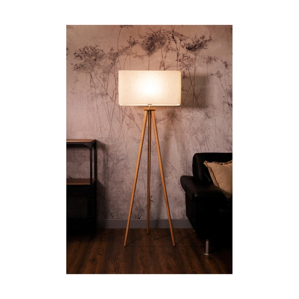 Boho Floor Lamp 1xE27 Max.40W Oiled Oak/Transparent PVC/Beige 741910174