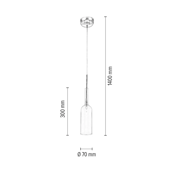Lampa wisząca w kształcie butelki 1xLED zintegrowany 285lm 3000K 3W chromowany metal/przezroczysty kabel PVC/fioletowe szkło 1185114