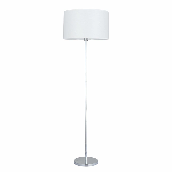 Lampa podłogowa Dove 1xE27 maks. 60W chromowany metal/przezroczysty kabel PVC/biały klosz z tkaniny 124380128