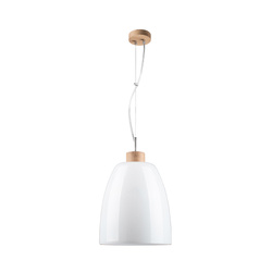 Campana Pendant Lamp 1xE27 Max.60W Oiled Oak/Transparent PVC Cable/White Glass