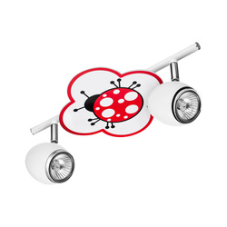 Fly Ceiling Lamp 2xGU10 Max.50W White Metal/Chrome Metal/Multicolor Synthetic Material with Ladybug Pattern