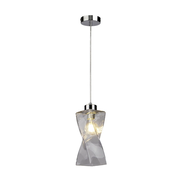 Lampa wisząca Twist 1xE27 Max.25W Metal Chrom/Przezroczysty kabel PVC/Przezroczyste szkło 13620128