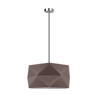 Lampa wisząca Finja 1xE27 maks. 60W chromowany metal/antracytowy kabel z tkaniny/brązowy klosz z tkaniny 1843128