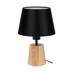 Konus Table Lamp 1xE27 Max.25W Oiled Oak/Black Metal/Black PVC Cable/Black Fabric Shade