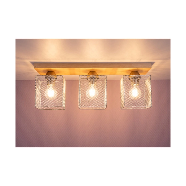 Norman Wood Ceiling Lamp 3xE27 Max.25W Birch Wood/Chrome Metal 8175360