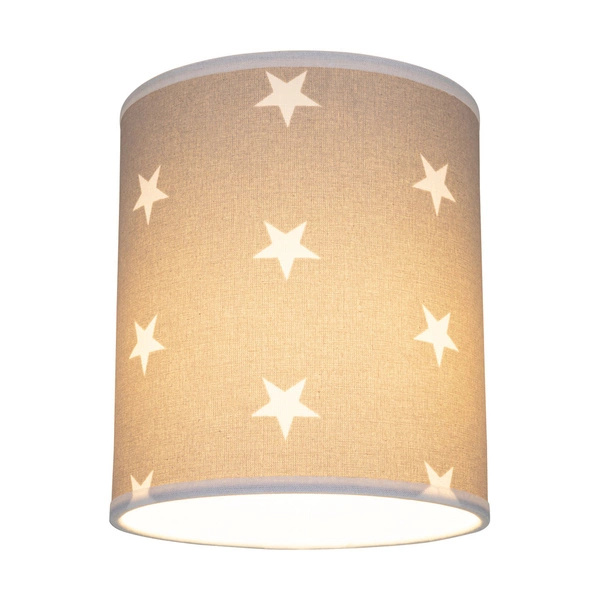 Lampshade Cylinder E27 H20 Gray-White Fabric with stars pattern A1318
