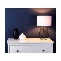 Lampa stołowa Endorfina 1xE27 maks. 60W Czarny metal/czarny kabel PCV/biały klosz z tkaniny 7322104