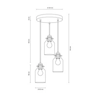 Alessandro Wood Pendant Lamp 3xE27 Max.60W Walnut/Transparent 1760376R