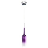 Bottle Pendant Lamp Incl. 1xLED Integrated 285lm 3000K 3W Chrome Metal/Transparent PVC Cable/Purple Glass 1185114