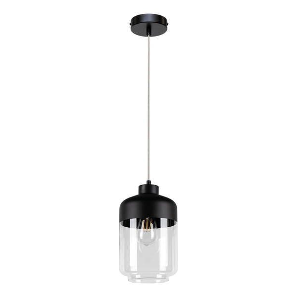 Amaretto Pendant Lamp 1xE27 Max.60W Black Metal/Transparent PVC/Black-Transparent Glass 15790104