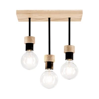 Chandelle Ceiling Lamp 3xE27 Max.40W Oiled Oak/Black Metal 8424374