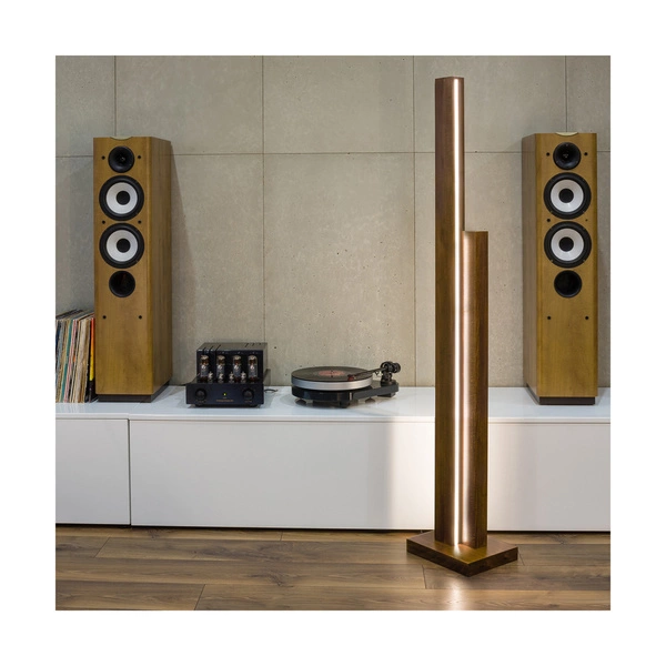 Manhattan Floor Lamp 2xLED 24V Integrated 3500lm 3000K 37,5W Walnut Beech Wood/Black Fabric Cable with Touch Dimmer 6482976