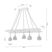 Eskalo Pendant Lamp 5xE27 Max.60W Stained Pine on Walnut/Black Metal/Black PVC Cable 7229556