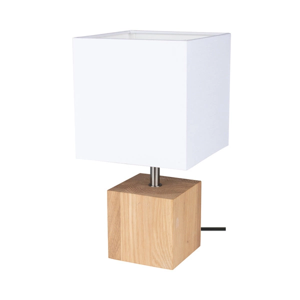 Trongo Square Table Lamp 1xE27 Max.25W Oiled Oak/Black PVC/White 7199174