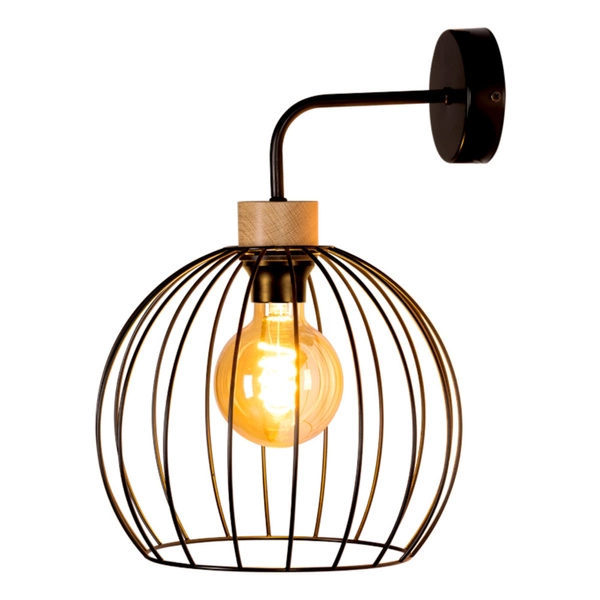 Coop Wall Lamp 1xE27 Max.60W Oiled Oak/Black Metal 28841104