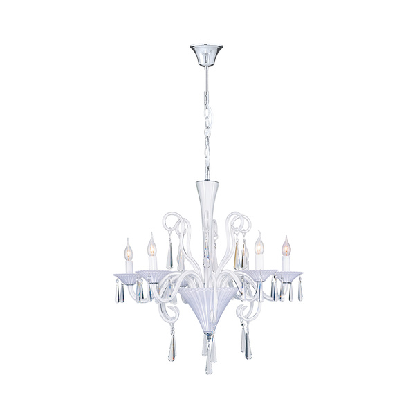 Rosano Chandelier 6xE14 Max.40W White/Transparent/Chrome