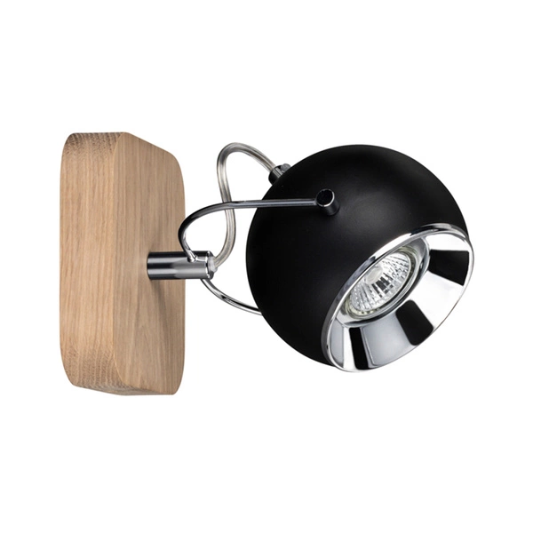 Ball Wood Wall Lamp Incl.1xLED GU10 5W Oiled Oak/Black 5133174