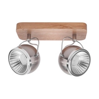 Ball Wood Ceiling Lamp Incl. 2xGU10 6W LED Oiled Oak/Satin Metal/Chrome Metal 5031274