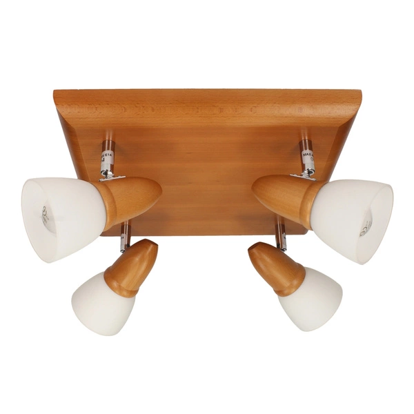 Julietta Ceiling Lamp 4xE14 Max.40W Kirsch Beech Wood/Chrome Metal/White Glass