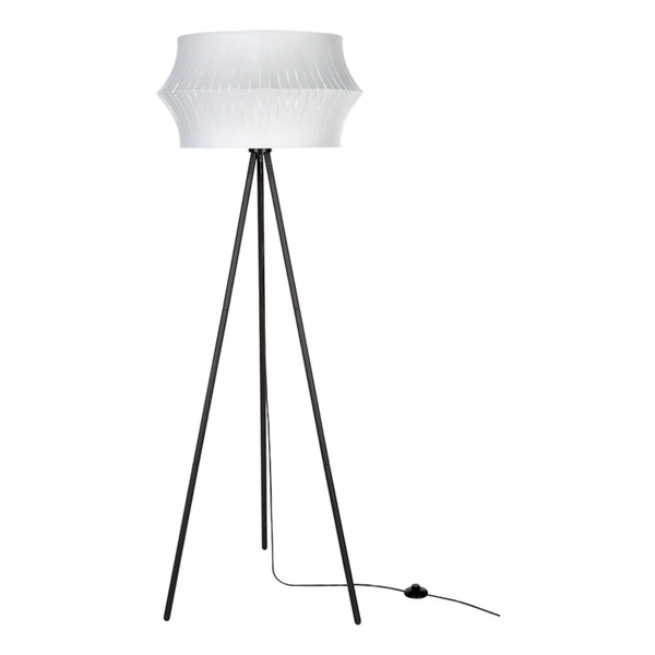 Lampa podłogowa Lotus 1xE27 maks. 40W Czarny metal/czarny kabel PCV/szary klosz z tkaniny 74164004