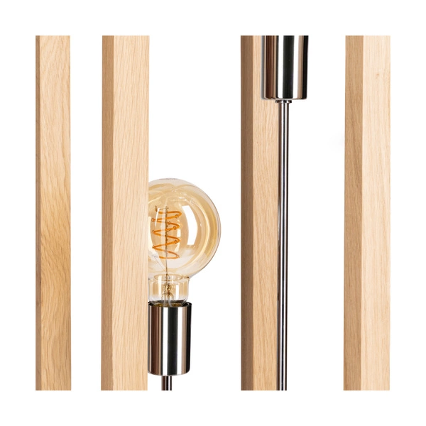 Kago Floor Lamp 2xE27 Max.60W Oiled Oak/Chrome Metal/Black Fabric Cable 51518274