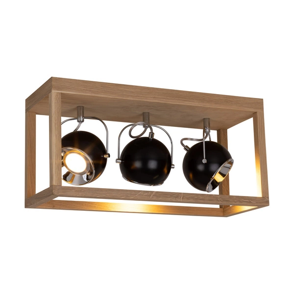 Roy Ceiling Lamp Incl.3xLED GU10 5W Oiled Oak/Black Metal 5224374
