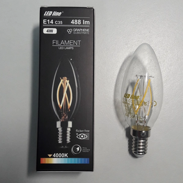 FILAMENT LED E14 4W neutral 4000K candle bulb