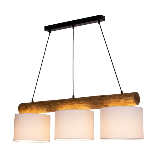 Pino Mix Pendant Lamp 3xE27 Max.40W Stained Pine Brown/Black Metal/Black PVC Cable/White Fabric Shade 6760169404