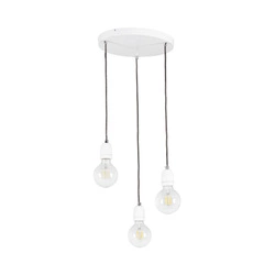 Porcia Pendant Lamp 3xE27 Max.60W White Metal/White Ceramics/Anthracite Fabric Cable