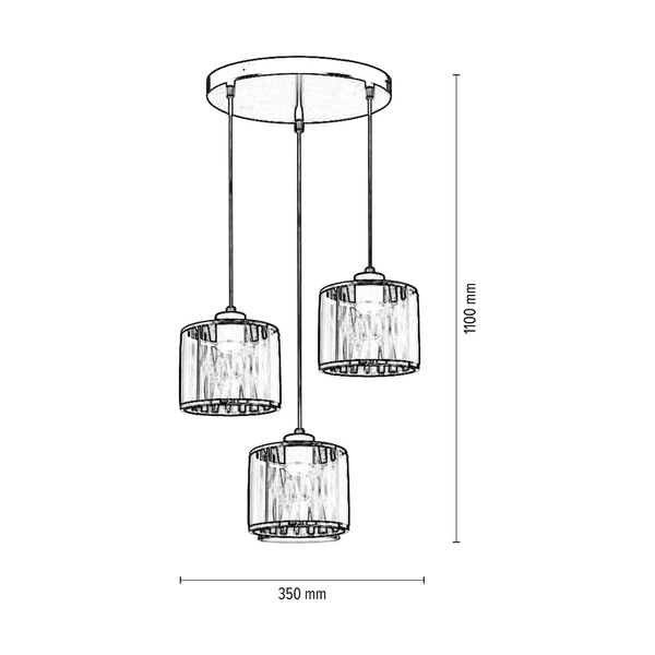 Anina Pendant Lamp 3xE14 Max.25W Black Metal/Transparent PVC Cable/Black-Chrome Shade 17931304