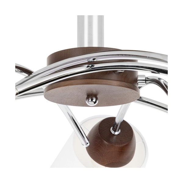 Mette Wood Ceiling Lamp 5xE27 Max.40W Walnut Beech Wood/Chrome Metal/White Fabric Shade 8341576