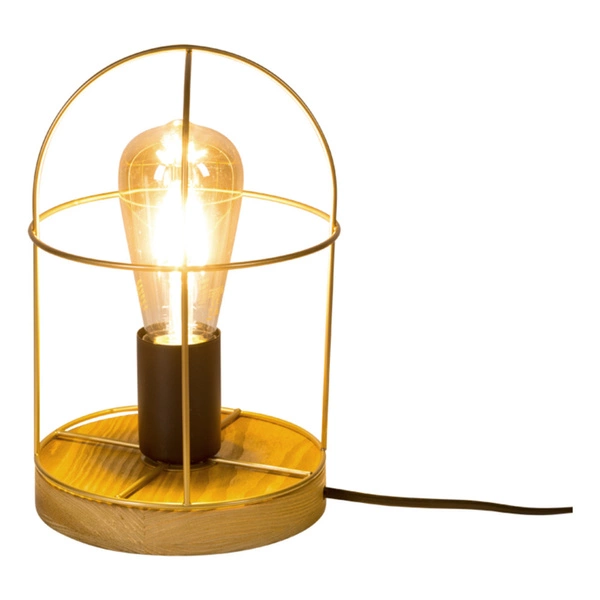Netuno Table Lamp 1xE27 Max.25W Stained Pine Brown/Black Metal/Gold Metal/Black PVC Cable 88159151