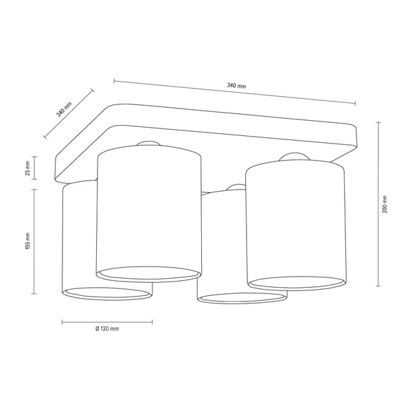 Jenta Ceiling Lamp 4xE27 Max.25W Oiled Oak/White 8512474