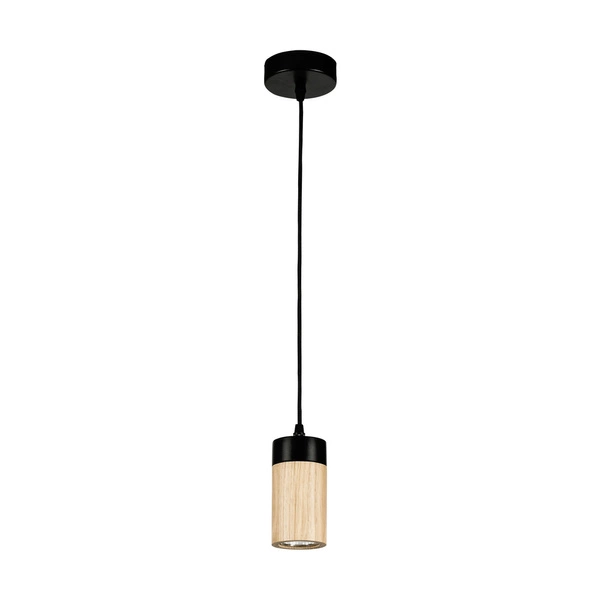 Lampa wisząca Annick w zestawie Kabel 1xLED GU10 5W Dąb olejowany/Czarny metal/Czarny silikonowy oplot 1419104