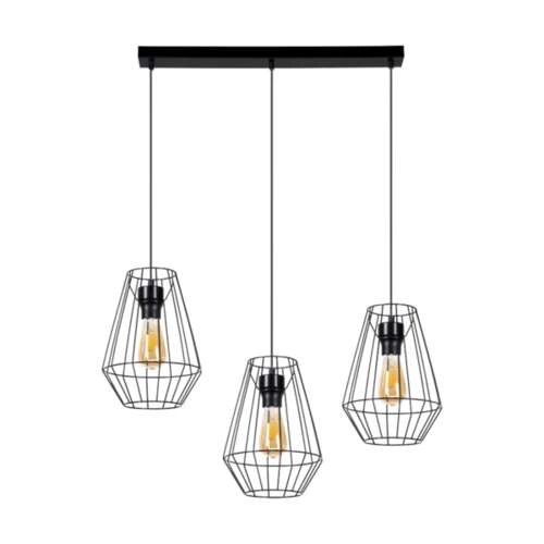 Endorfina Pendant Lamp 3xE27 Max.60W Black Metal/Black PVC Cable