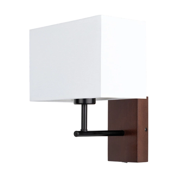 Sonar Wall Lamp 1xE27 Max.25W Walnut Beech Wood/Black Metal/White Fabric Shade 5721976