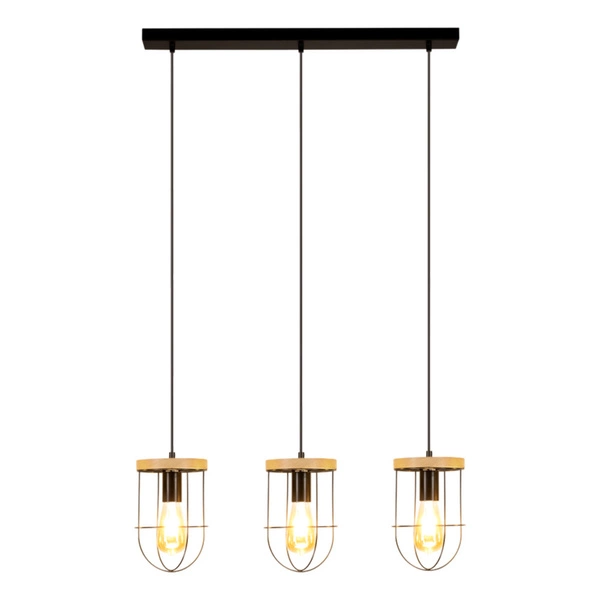 Netuno Pendant Lamp 3xE27 Max.60W Black/Oiled Oak 184159304