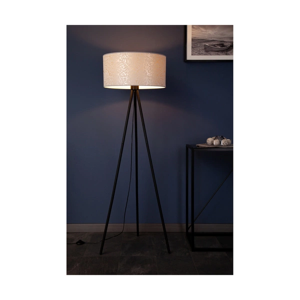 Lampa podłogowa Mateo 1xE27 Max.40W Czarny metal/Czarny kabel PCV/Beżowa tapeta 87813104