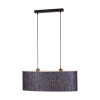 Galance Pendant Lamp 2xE27 Max.40W Black Metal/Black Fabric Cable/Black-Gold Wallpaper Shade 1026021310625