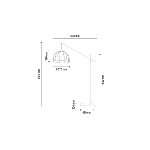 Mandarine Floor Lamp 1xE27 Max.60W Black/Oiled Oak/Black 75013904