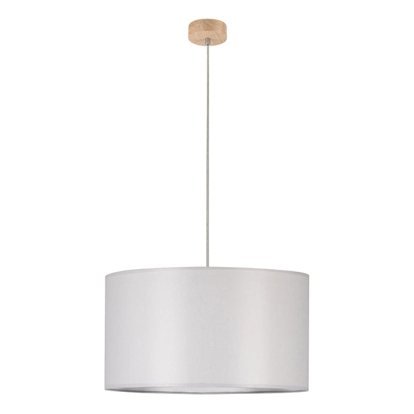 Dove Pendant Lamp 1xE27 Max.60W Oiled Oak/Transparent PVC Cable/Gray Fabric Shade 16390174