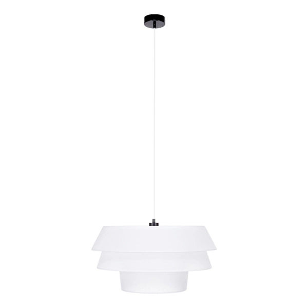 Amar Pendant Lamp 1xE27 Max.60W Black Metal/Transparent PVC Cable/White Fabric Shade 160950104