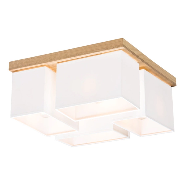 Paloma Ceiling Lamp 4xE27 Max.25W Oiled Oak/White Fabric Shade 2452474