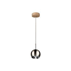 Ball Wood Pendant Lamp Incl. 1xLED GU10 5W Oiled Oak/Satin Metal