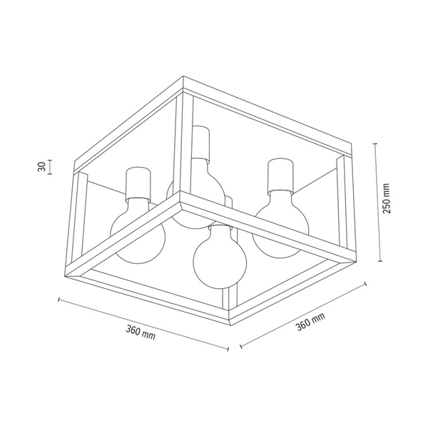 Kago Ceiling Lamp 4xE27 Max.60W Oiled Oak/Black Metal 9154474