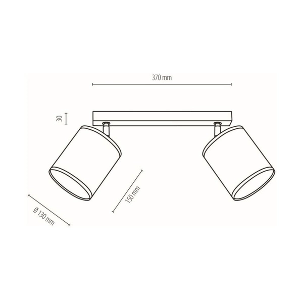 Nevoa Ceiling Lamp 2xE27 Max.25W Black Metal/Chrome Metal/Black Fabric Shade 56795204