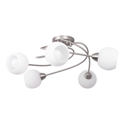 Pavia Ceiling Lamp 5xE27 Max.60W Satin Metal/White Glass 8270527