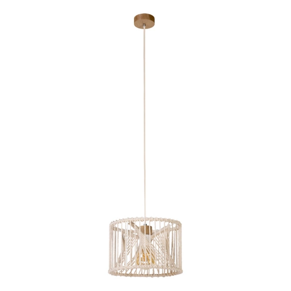 Reve Pendant Lamp 1xE27 Max.15W LED Oiled Oak/Cream Braided Cotton Cord/Natural Fabric Cable