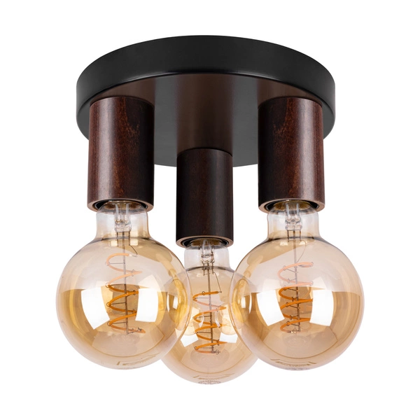 Notri Ceiling Lamp 3xE27 Max.15W LED Stained Pine on Walnut/Black Metal 4037618300000